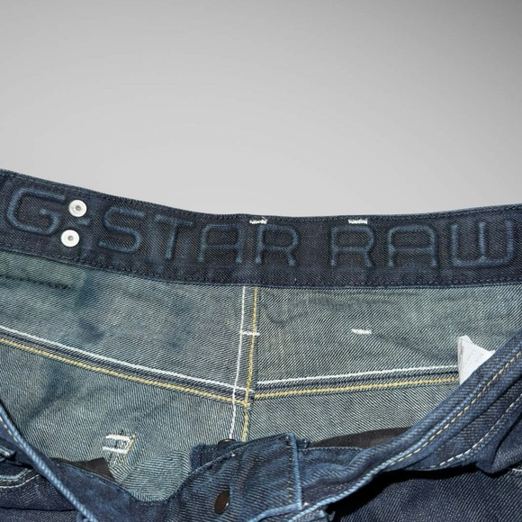 G-Star‎ Raw Jeans Mens 34x28 Blue Dark Wash Coder Straight Embroidered Hemmed - Picture 5 of 13
